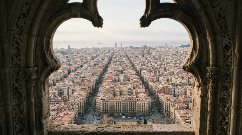 View over Barcelona from a Sagrada Família tower before a day trip from Barcelona, Catalonia